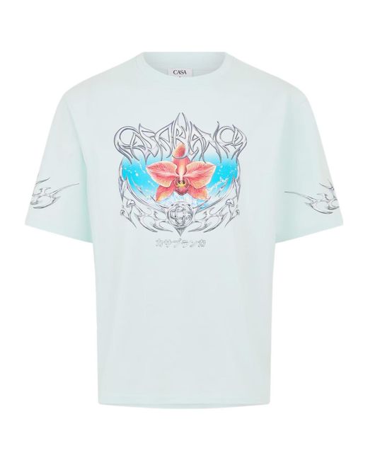 Casablanca White Logo Crew Neck T-Shirt for men