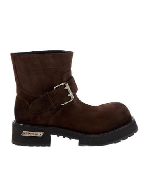 Balenciaga Brown Venom Suede Biker Boots for men