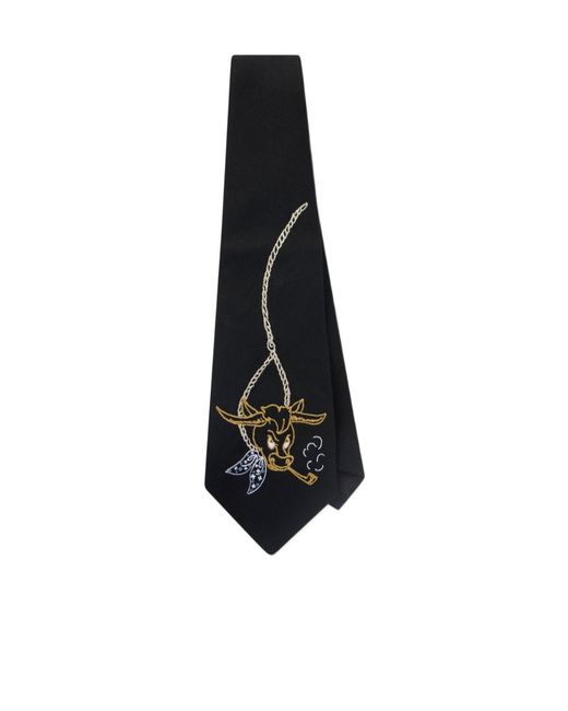 Enfants Riches Deprimes Black Embroidered Tie for men