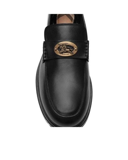 Burberry Black Leather Pembroke Loafers for men