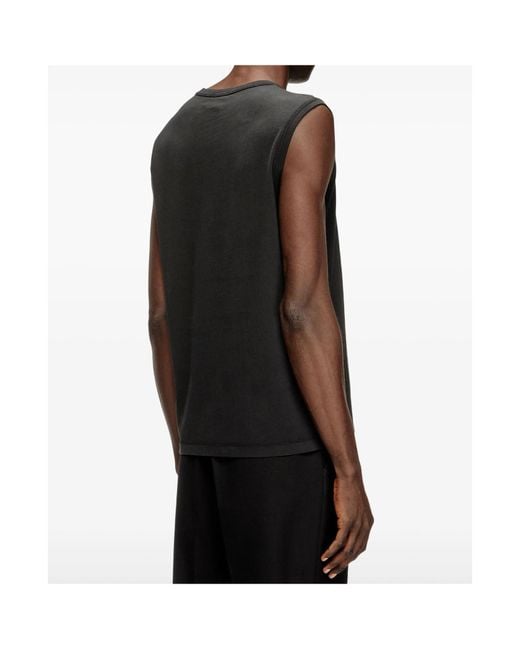 DIESEL Black T-Bisco-Iod Metallic Oval D Tank Top for men
