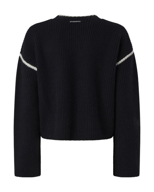 Pinko Black Alicudi Logo Intarsia Jumper