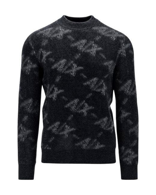 ARMANI EXCHANGE Black Crew-Neck Knit Top for men