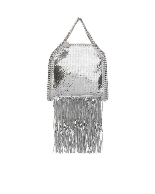 Stella McCartney Gray Mini Falabella Fringed Tote Bag