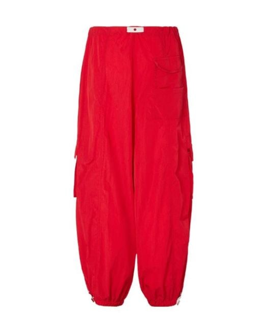 Fendi Red Zip-Detailed Cargo Trousers for men