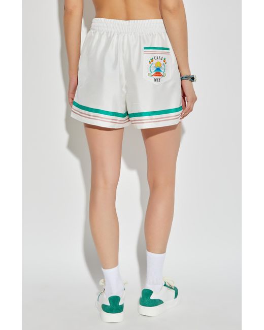 Casablanca Blue Silk Striped Shorts