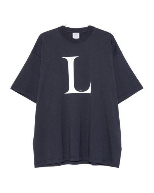 Vetements Blue Logo-Print T-Shirt for men