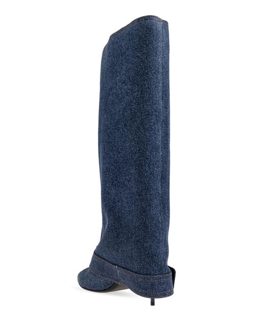 Balmain Blue Buckled Heeled Boots