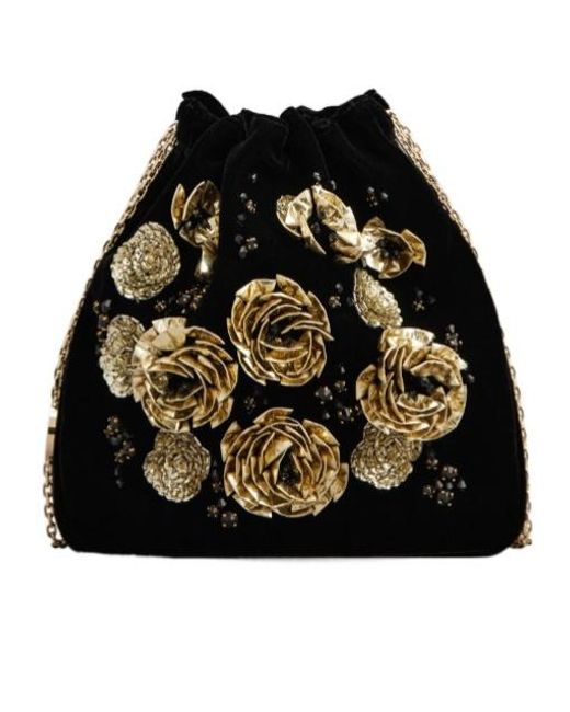 Roger Vivier Black Rose Pilgrim Mini Bag