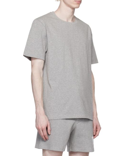 Thom Browne Gray Logo Patch Crewneck T-Shirt for men