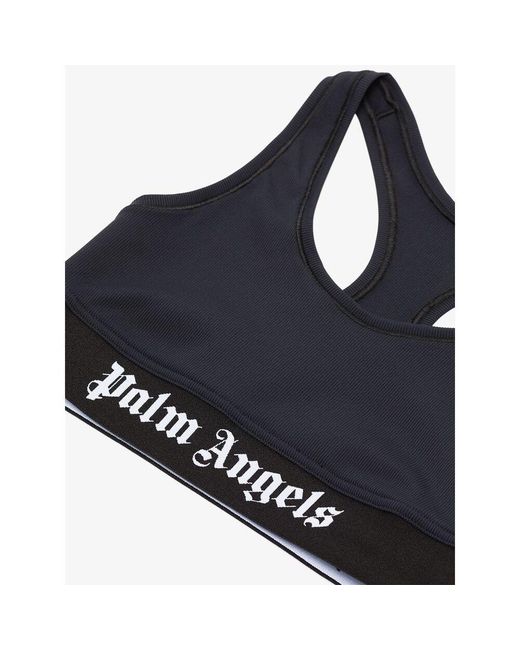 Palm Angels Black Logo-Underband Scoop-Neck Bra