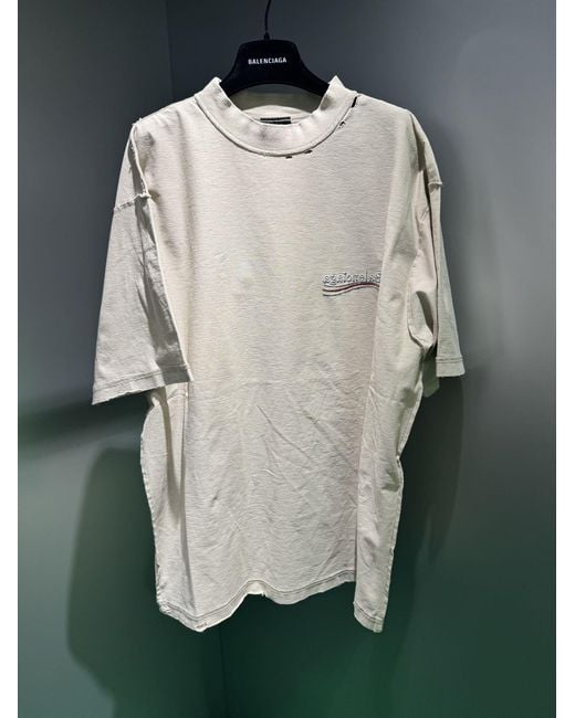 Balenciaga White Logo Printed Crewneck T-Shirt for men