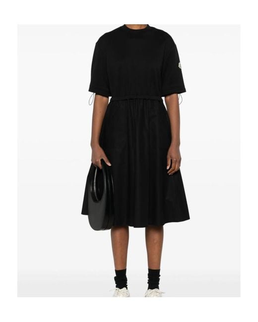 Moncler Black Contras-Panel Midi Dress