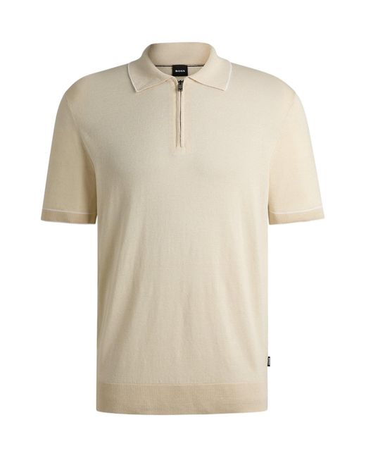 Boss Natural Half-Zip Polo Shirt for men
