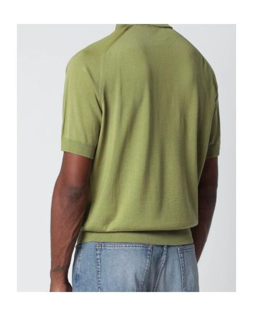 AMI Green Buttoned Logo Polo Shirt for men