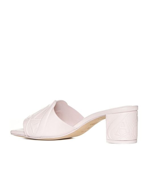 McQueen Pink The Seal Embossed Slip-On Sandals