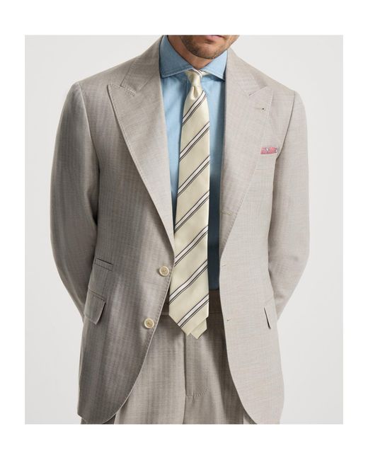 Brunello Cucinelli Multicolor Cashmere And Silk Chevron Deconstructed Blazer With Peak Lapels for men