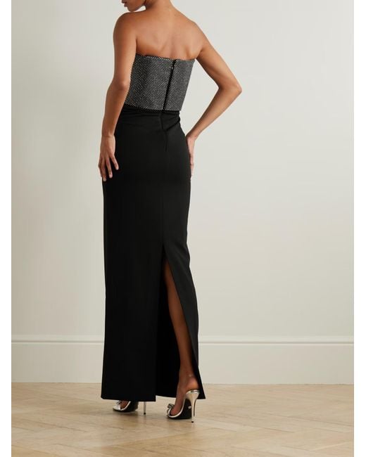 Solace London Black Strapless Evening Gown