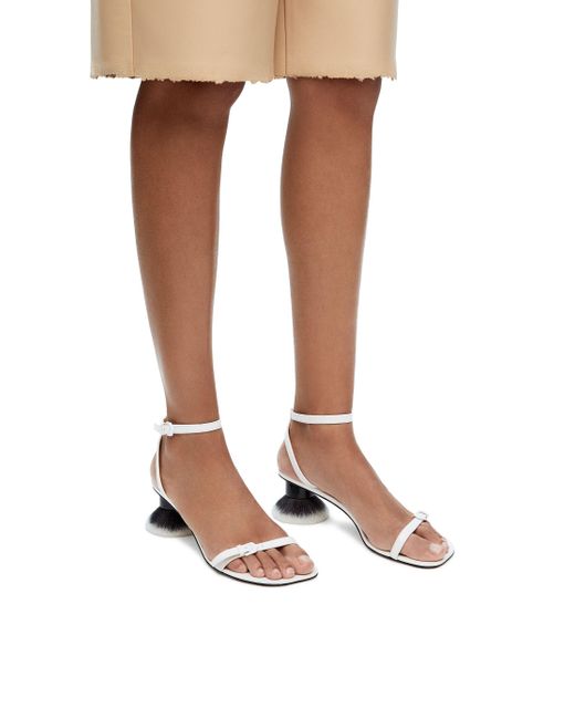 Loewe White Petal Brush Ankle Strap Sandals