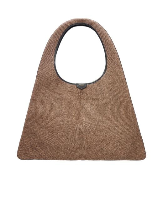 Alaïa Brown Leather-Trimmed Paper Straw Shoulder Bag