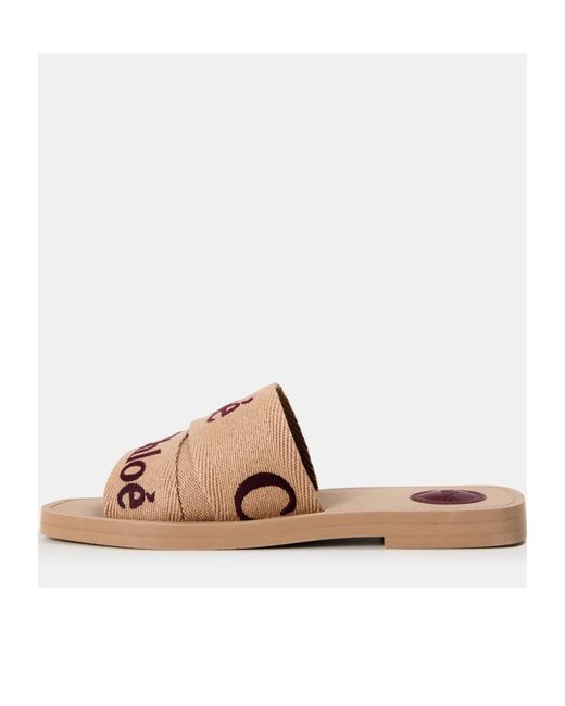Chloé Brown Logo Slippers