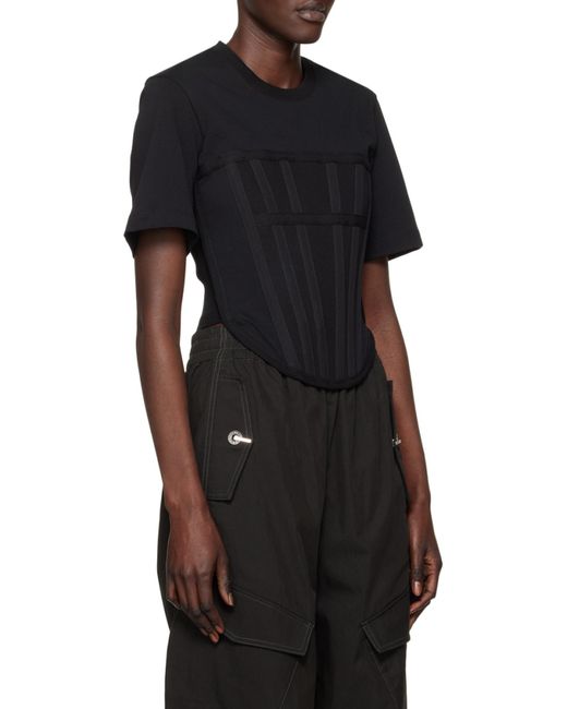 Dion Lee Black Corset Organic Cotton T-Shirt for men