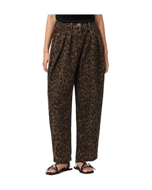 AllSaints Brown Becca Barrel Leg Denim Trousers
