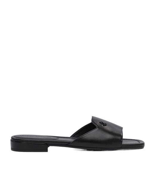 Jimmy Choo Black Dina Logo Plaque Slides