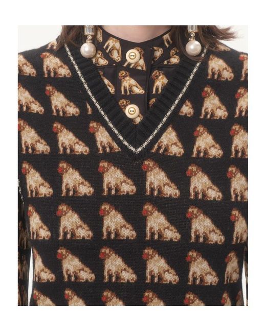 Valentino Black Petit Charles Jacquard Wool Gilet