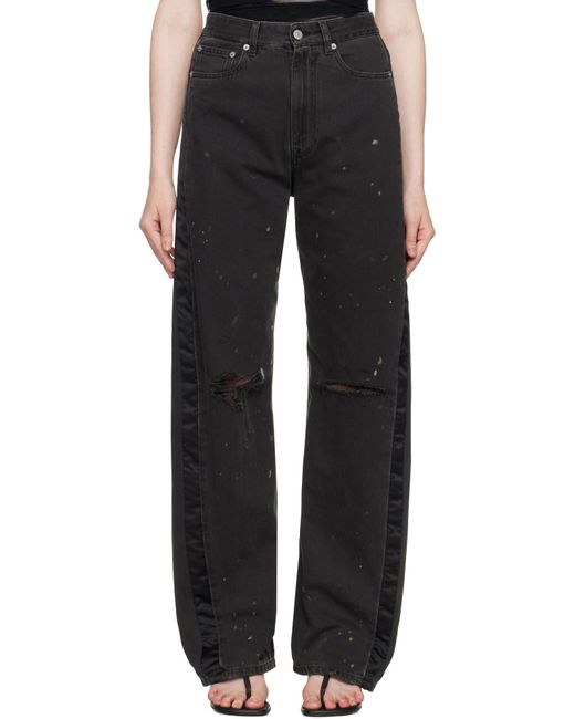 MM6 by Maison Martin Margiela Black Cut-Out Detailed Straight-Leg Jeans