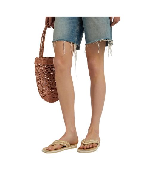 Chloé Natural Hand-Woven Leather Strap Slide Sandals