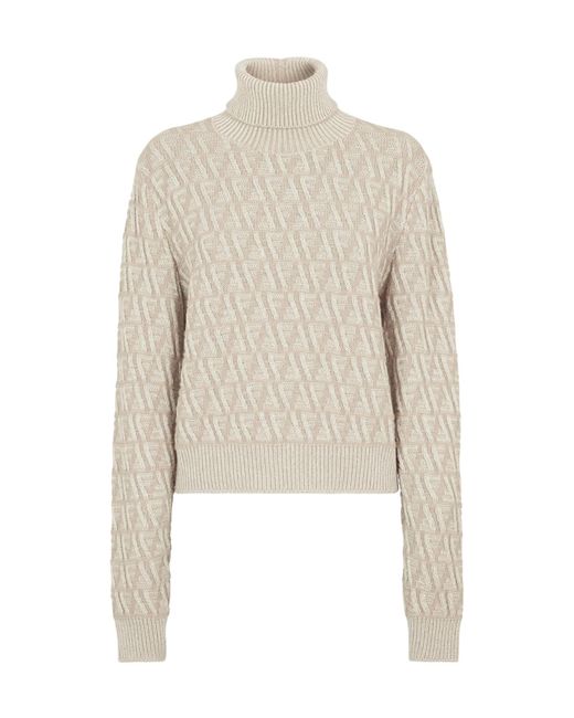 Fendi White Ff Motif Turtleneck Knit Jumper