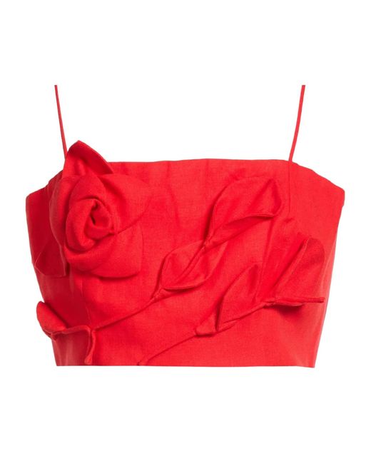 Farm Rio Red Sleeveless Cropped Top