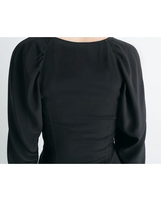 Lemaire Black Bias-Cut Raglan-Sleeve Midi Dress