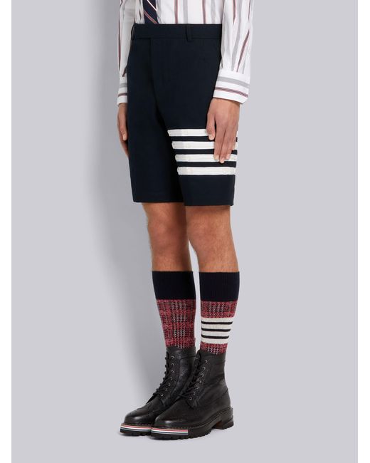 Thom Browne Blue 4-Bar Detail Chino Shorts for men
