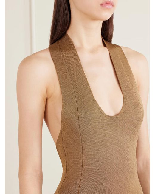 Khaite Natural Mahi Knitted Backless Dress