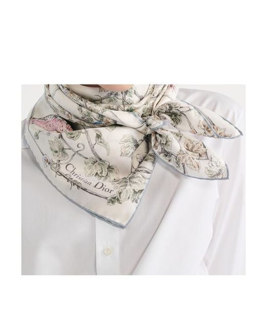 Dior White Jardin D-Étoile 90 Square Scarf