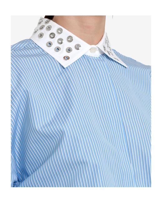 MSGM Blue Striped Shirt