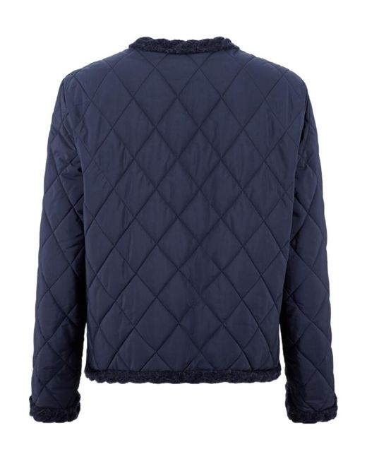 Fabiana Filippi Blue Quilted Crew-Neck Casual Jacket