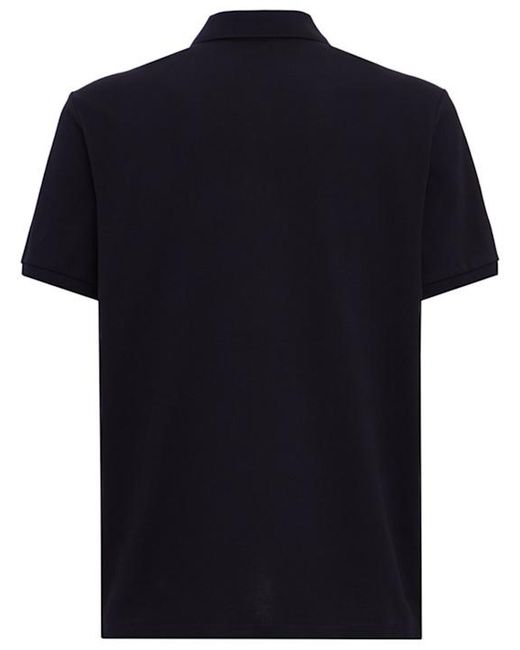 Moncler Blue Tricolor-Trimmed Cotton Polo Shirt for men
