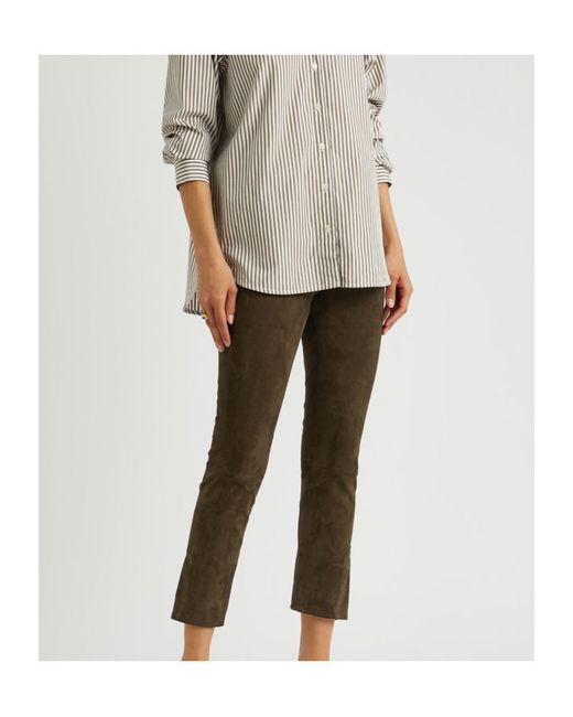 Vince Brown Split-Cuff Suede Trousers