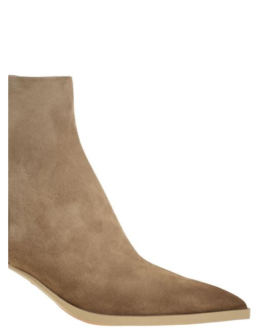 Santoni Natural Mid Heel Ankle Boots