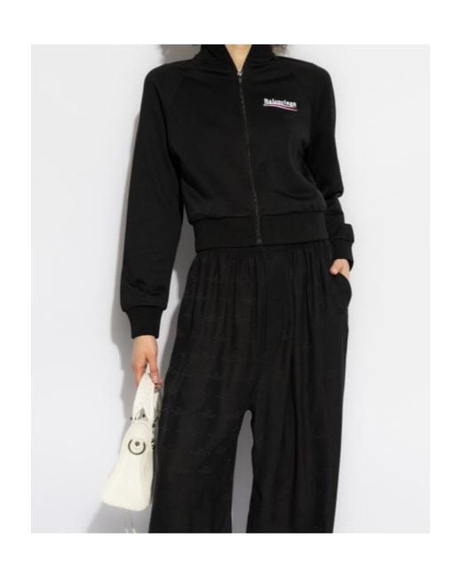 Balenciaga Black Logo Printed Zip-Up Jacket