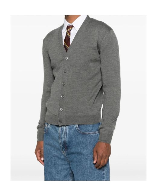 Gucci Gray Button-Front V-Neck Cardigan for men