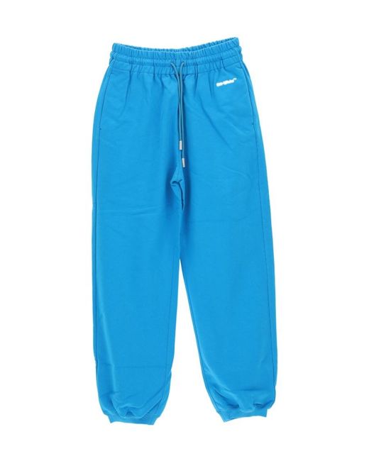 Off-White c/o Virgil Abloh Blue Logo-Embroidered Cotton Track Pants
