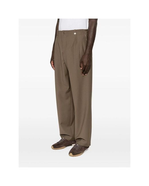 Myths Brown Pleated-Front Straight-Leg Trousers for men