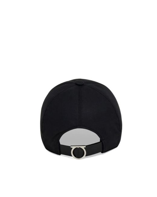 Ferragamo Black Ferragamo Gancini Buckle Baseball Cap for men