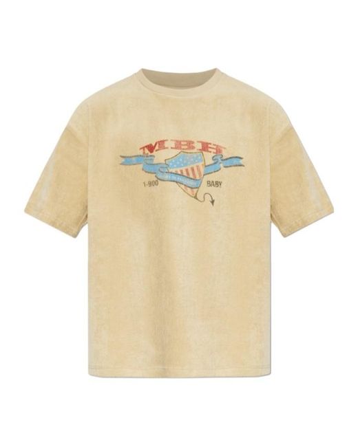 M I S B H V White Graphic-Print T-Shirt for men
