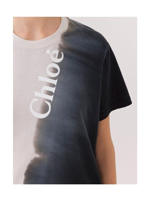 Chloé Blue Chloé Tie-Dyed Crewneck T-Shirt