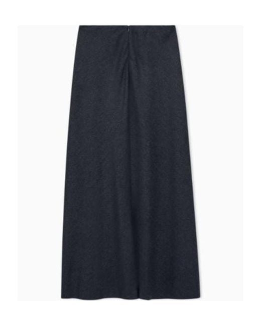 Giorgio Armani Blue Skirt Long Flannel Wool And Cashmere With Side Drape